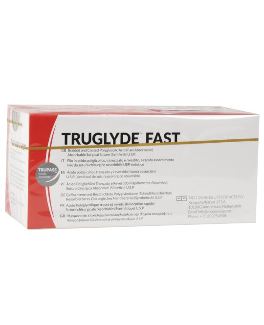 SUTURA ASS. TRUGLYDE FAST calibro 4/0, curva 3/8, ago 16 mm - 70 cm - incolore