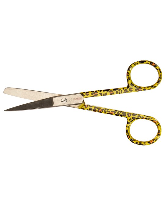 FORBICI RETTE PUNTE ALTERNE - fantasia leopardo - 14 cm