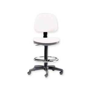 SGABELLO con schienale ed anello - bianco