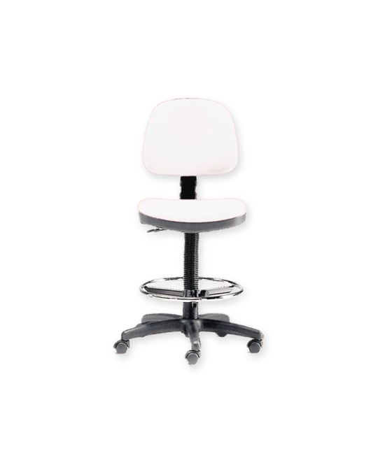 SGABELLO con schienale ed anello - bianco