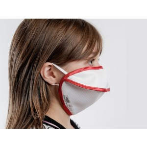 MASCHERINA RIUTILIZZABILE MYCROCLEAN JUNIOR/ADULTI SMALL BFE 99,8% - bianco/rosso