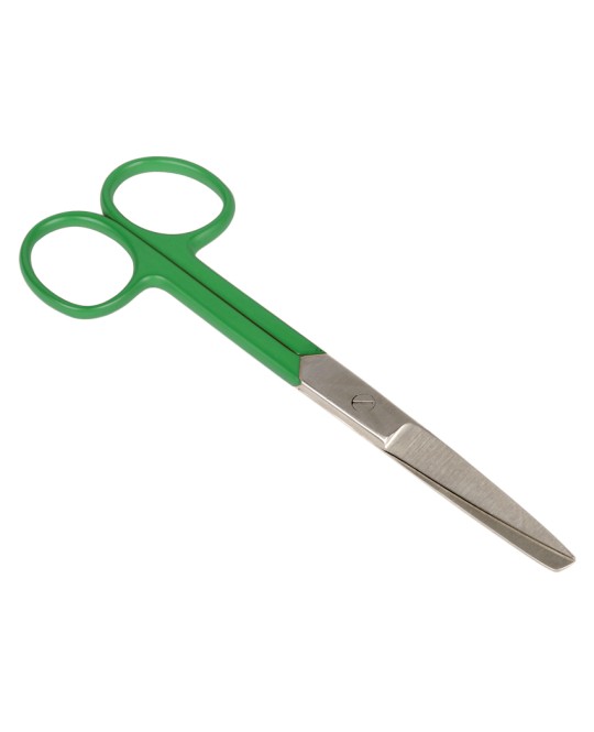 FORBICI RETTE PUNTE ALTERNE - anelli verdi - 14 cm