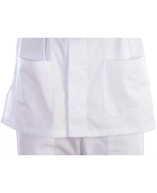 CASACCA CON BOTTONI-cotone/pol.-unisex L bianca