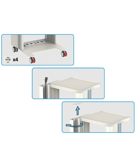 CARRELLO EASY POWER - 3 ripiani 40x36 cm + base